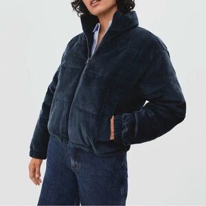 Everlane Navy Corduroy Puffer Jacket Coat | Women’s Medium | Cozy Winter Layer